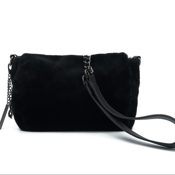 Gilda Paris Fur Crossbody Black 9”L x 3”W x 6 1/2”H - Picture 2 of 5